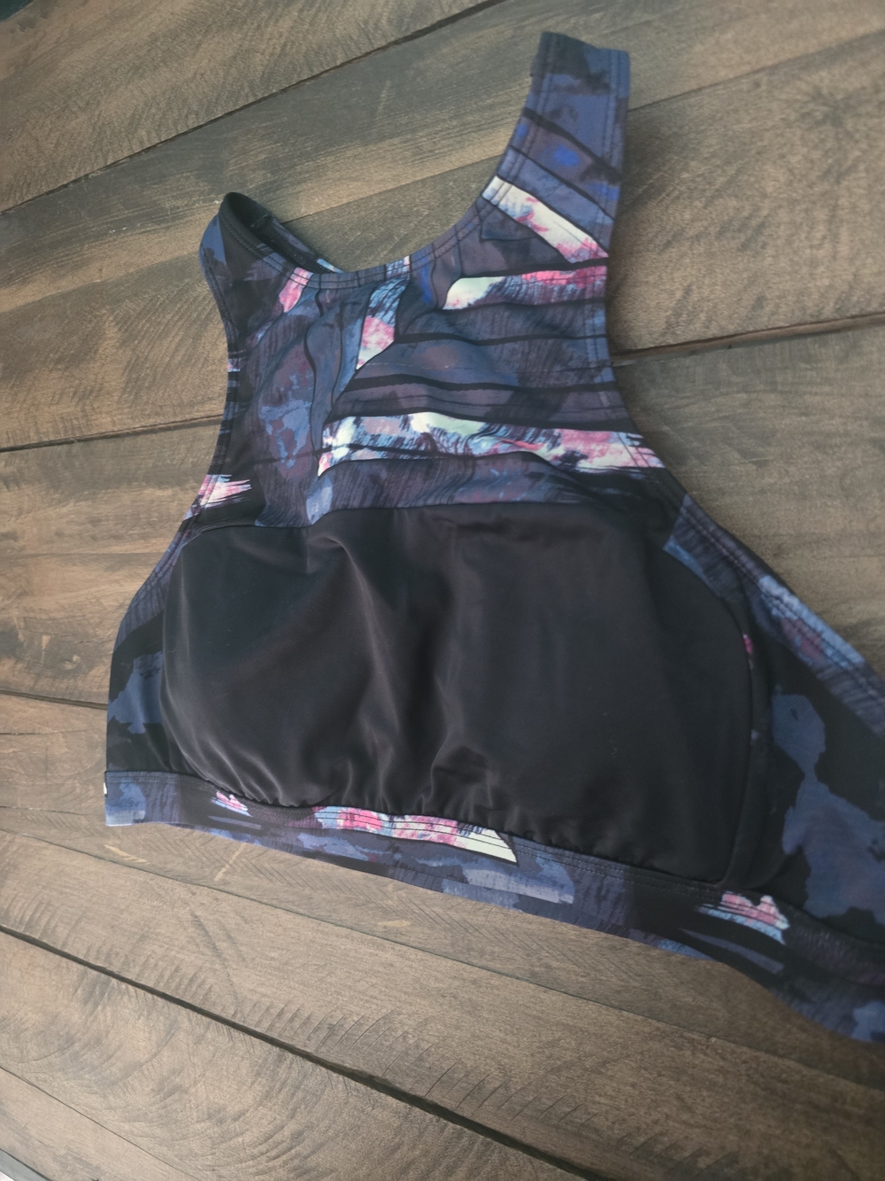 Roxy Women's Navy Blue & Black High-Neck Swim Top